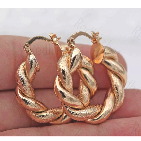 Gold Filled Earrings Twisted Hemp RopeDelicacy - Picture 3 of 4